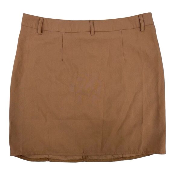 PrettyLittleThing Mini Skirt 12 Pencil Camel Brown Fall Preppy Dark Academia NEW - Picture 2 of 7